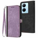 For vivo V29 Lite Side Buckle Double Fold Hand Strap Leather Phone Case(Purple)