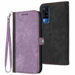 For vivo Y53s 4G/Y51a/Y33 4G Side Buckle Double Fold Hand Strap Leather Phone Case(Purple)