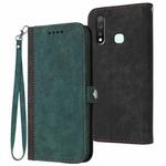 For vivo Y19/U3/Y5s/Z5i/U20 Side Buckle Double Fold Hand Strap Leather Phone Case(Dark Green)
