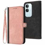 For vivo Y19s Global Side Buckle Double Fold Hand Strap Leather Phone Case(Pink)