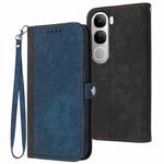 For vivo Y300 / vivo V40 Lite 4G / 5G IDN Side Buckle Double Fold Hand Strap Leather Phone Case(Royal)