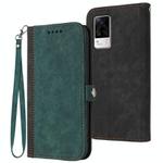 For vivo S9e Side Buckle Double Fold Hand Strap Leather Phone Case(Dark Green)