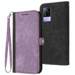 For vivo V21e 4G / Y73 2021 Side Buckle Double Fold Hand Strap Leather Phone Case(Purple)