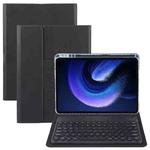For Xiaomi Pad 6 Round Button Bluetooth Keyboard Rotatable Holder Leather Case(Black)