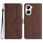 For ZTE Libero 5G IV Heart Pattern Skin Feel Leather Phone Case(Brown)