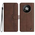For ZTE Blade A73 5G Heart Pattern Skin Feel Leather Phone Case(Brown)