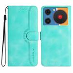 For ZTE nubia Music Heart Pattern Skin Feel Leather Phone Case(Light Blue)