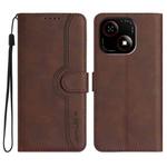 For ZTE Blade A35e 4G Heart Pattern Skin Feel Leather Phone Case(Brown)