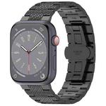 For Apple Watch SE 2023 44mm Twill Stainless Steel Watch Band(Black)