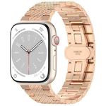 For Apple Watch SE 2023 44mm Twill Stainless Steel Watch Band(Rose Gold)