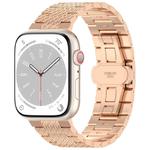 For Apple Watch Series 9 41mm Twill Stainless Steel Watch Band(Rose Gold)