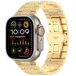 For Apple Watch Ultra 49mm Twill Stainless Steel Watch Band(Gold)