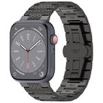 For Apple Watch Series 8 41mm Twill Stainless Steel Watch Band(Black)