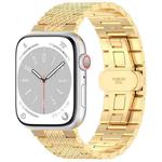 For Apple Watch Series 8 41mm Twill Stainless Steel Watch Band(Gold)