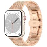 For Apple Watch SE 2022 44mm Twill Stainless Steel Watch Band(Rose Gold)