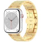 For Apple Watch Series 7 41mm Twill Stainless Steel Watch Band(Gold)