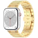 For Apple Watch SE 40mm Twill Stainless Steel Watch Band(Gold)