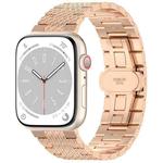 For Apple Watch SE 44mm Twill Stainless Steel Watch Band(Rose Gold)