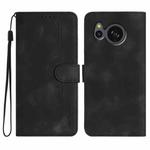 For Sharp Aquos sense8/SHC11/SH-54D Heart Pattern Skin Feel Leather Phone Case(Black)