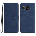 For Sharp Aquos sense8/SHC11/SH-54D Heart Pattern Skin Feel Leather Phone Case(Royal Blue)