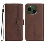 For Sharp Aquos R10 Heart Pattern Skin Feel Leather Phone Case(Brown)