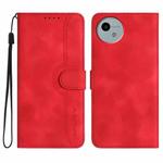 For Sharp Aquos wish5 Heart Pattern Skin Feel Leather Phone Case(Red)