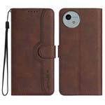 For Sharp Aquos wish5 Heart Pattern Skin Feel Leather Phone Case(Brown)
