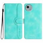 For Sharp Aquos wish5 Heart Pattern Skin Feel Leather Phone Case(Light Blue)