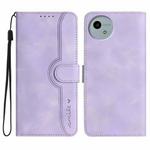 For Sharp Aquos wish5 Heart Pattern Skin Feel Leather Phone Case(Purple)
