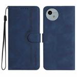 For Sharp Aquos wish5 Heart Pattern Skin Feel Leather Phone Case(Royal Blue)