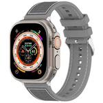 For Apple Watch Ultra 2 49mm Ordinary Buckle Hybrid Nylon Braid Silicone Watch Band(Grey)