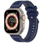 For Apple Watch Series 7 41mm Ordinary Buckle Hybrid Nylon Braid Silicone Watch Band(Midnight Blue)