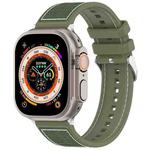 For Apple Watch Series 6 40mm Ordinary Buckle Hybrid Nylon Braid Silicone Watch Band(Green)