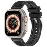 For Apple Watch Series 7 41mm Official Buckle Hybrid Nylon Braid Silicone Watch Band(Black)