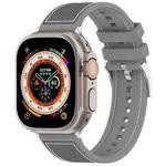 For Apple Watch 42mm Official Buckle Hybrid Nylon Braid Silicone Watch Band(Grey)