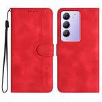 For vivo V30 Lite 5G India/T3 5G IDN Heart Pattern Skin Feel Leather Phone Case(Red)