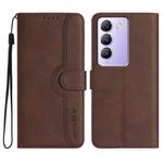 For vivo V30 Lite 5G India/T3 5G IDN Heart Pattern Skin Feel Leather Phone Case(Brown)