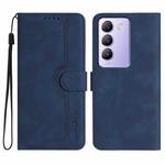 For vivo V30 Lite 5G India/T3 5G IDN Heart Pattern Skin Feel Leather Phone Case(Royal Blue)