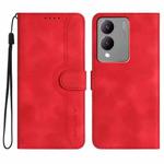 For vivo Y17s 4G Global/Y28 5G India Heart Pattern Skin Feel Leather Phone Case(Red)