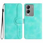 For vivo Y17s 4G Global/Y28 5G India Heart Pattern Skin Feel Leather Phone Case(Light Blue)