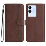 For vivo V30 Lite 5G Global Heart Pattern Skin Feel Leather Phone Case(Brown)