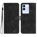 For vivo V30 Lite 5G Global Heart Pattern Skin Feel Leather Phone Case(Black)