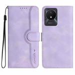 For vivo Y02A 4G/Y02 4G/Y11 2023/Y02t Heart Pattern Skin Feel Leather Phone Case(Purple)