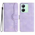 For vivo Y27 5G/Y36 4G India Heart Pattern Skin Feel Leather Phone Case(Purple)