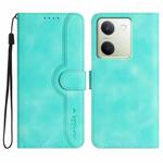 For vivo Y100 5G Global Heart Pattern Skin Feel Leather Phone Case(Light Blue)