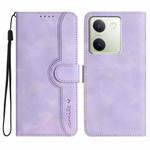 For vivo Y100 5G Global Heart Pattern Skin Feel Leather Phone Case(Purple)