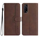 For vivo Y72 5G/iQOO Z3/Y52 5G Heart Pattern Skin Feel Leather Phone Case(Brown)