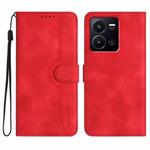 For vivo Y35 4G Global/Y22s 4G Global Heart Pattern Skin Feel Leather Phone Case(Red)