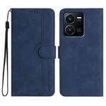 For vivo Y35 4G Global/Y22s 4G Global Heart Pattern Skin Feel Leather Phone Case(Royal Blue)