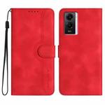 For vivo Y55s 2023 5G/Y55 5G Global Heart Pattern Skin Feel Leather Phone Case(Red)